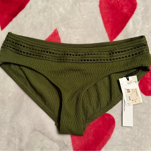 NWT Robin Piccone Perla Crochet Bikini Bottoms color moss - Picture 9 of 9